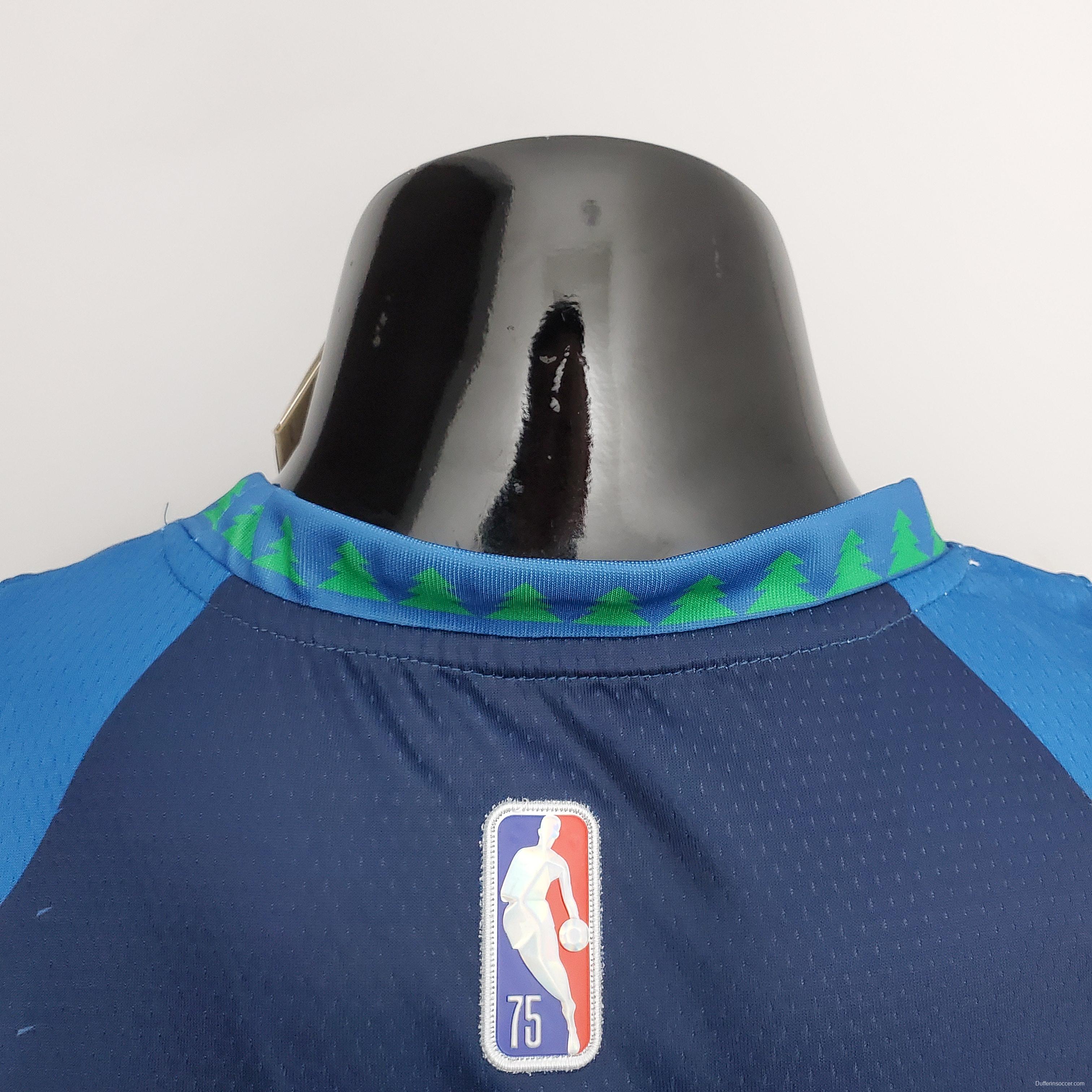 75th Anniversary 2202 Season EDWARDS#1 Minnesota Timberwolves City Edition Blue NBA Jersey