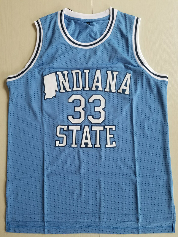 Larry Bird 33 Indiana State College Light Blue Basketball Jersey