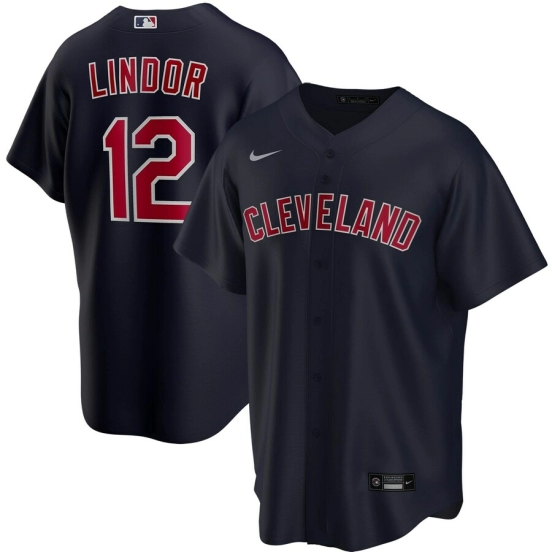Men's Francisco Lindor Navy Alternate 2020 Player Team Jersey