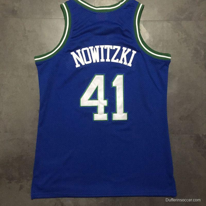 Men's Dirk Nowitzki Blue Retro Classic Team Jersey