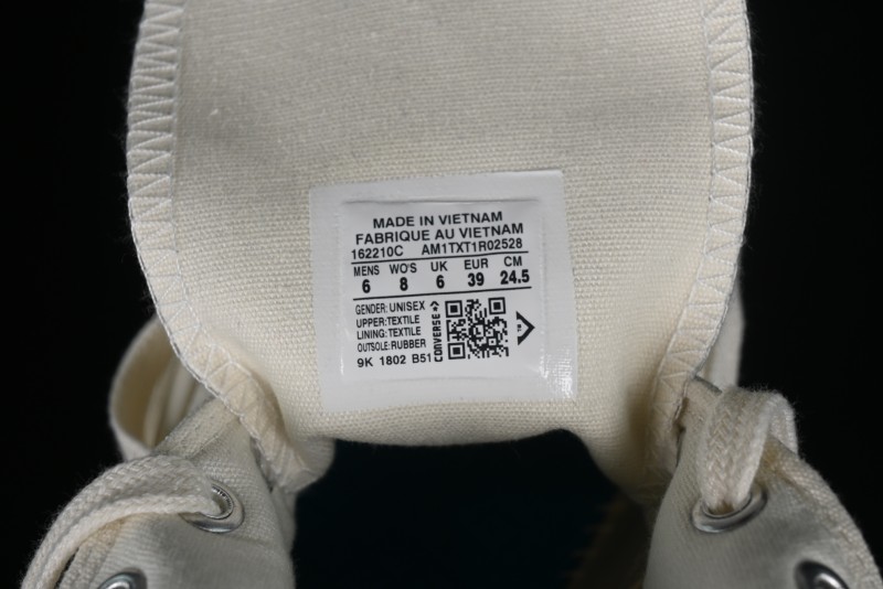 Converse Chuck 1970s Original Cream White High-Top Casual Canvas Shoes - 162210C