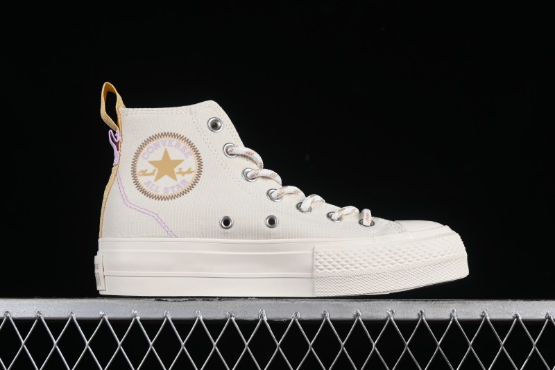 Converse Chuck All Star Lift Platform Utility White High Top Breathable Canvas Casual Shoes - A08767C