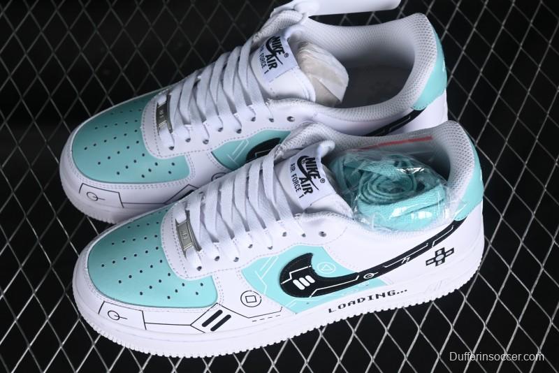 Nike Air Force 1 '07 Low PS5 Gaming Theme Ice Green Casual Sneakers - CW2288-114