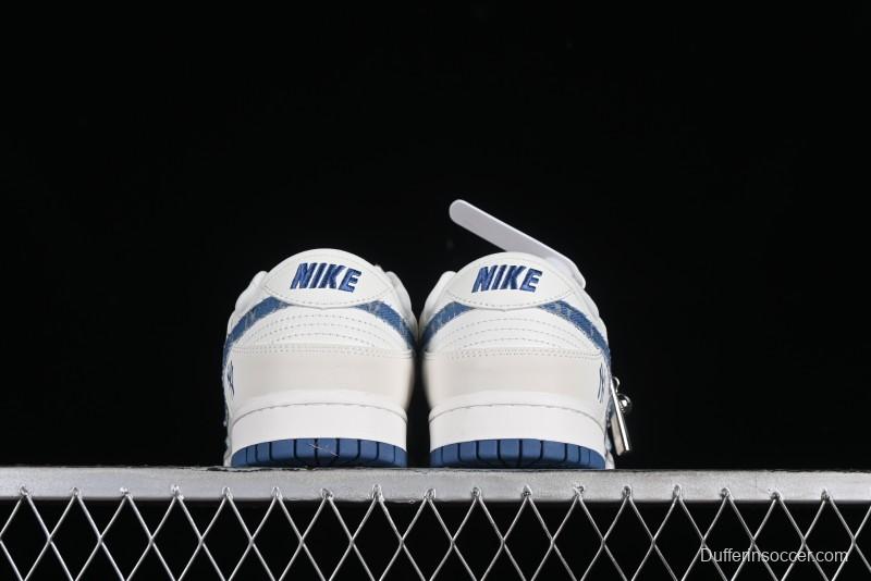 Nike SB Dunk Low MLB Collaboration - Blue Denim Anniversary Custom Low-Top Casual Sneakers - DQ1098-348