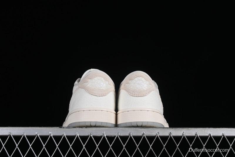 Nike CP3 x Air Jordan 1 Low AJ1 Floral Embossed White Casual Sneakers - FZ0455-200