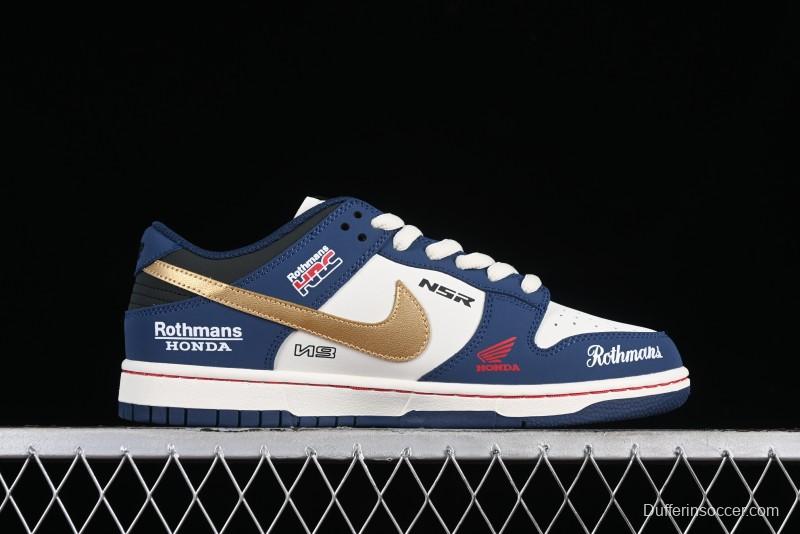 Nike SB Dunk Low Retro White Blue Collaboration Low-Top Casual Skateboarding Shoes - MU0232-365
