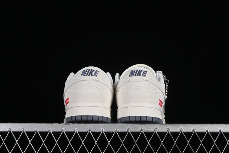 Supreme x Nike SB Dunk Low Anniversary Edition White Grey Customized Low-Top Casual Skate Shoes - BB8657-105