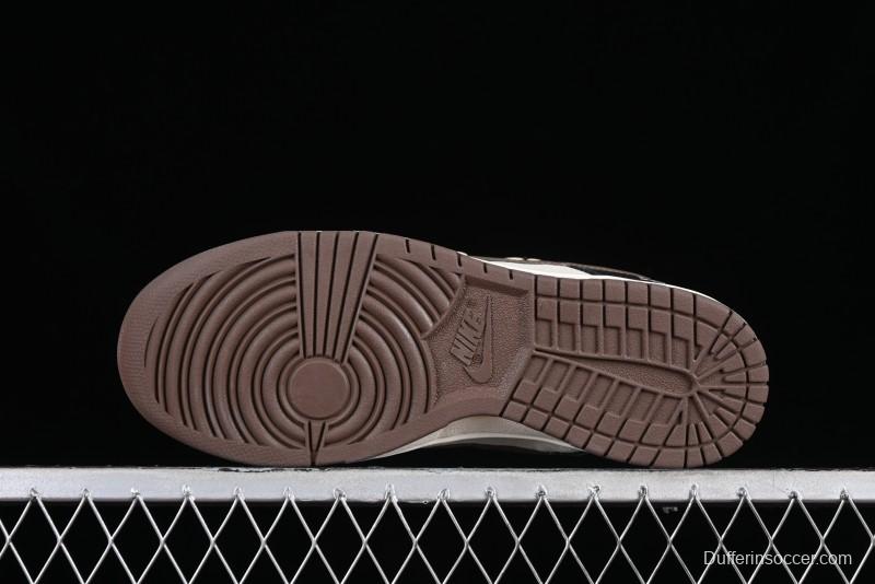 Nike Dunk Low "Mars Stone" Witch Puppet Themed SB Lace-Up Low-Top Casual Sneakers in Black/Mocha Brown - DR9704-200