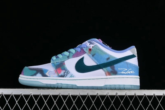 Nike Futura x Dunk Low Pro SB Casual Skate Shoes with Tie-Dye Pattern - HF6061-400