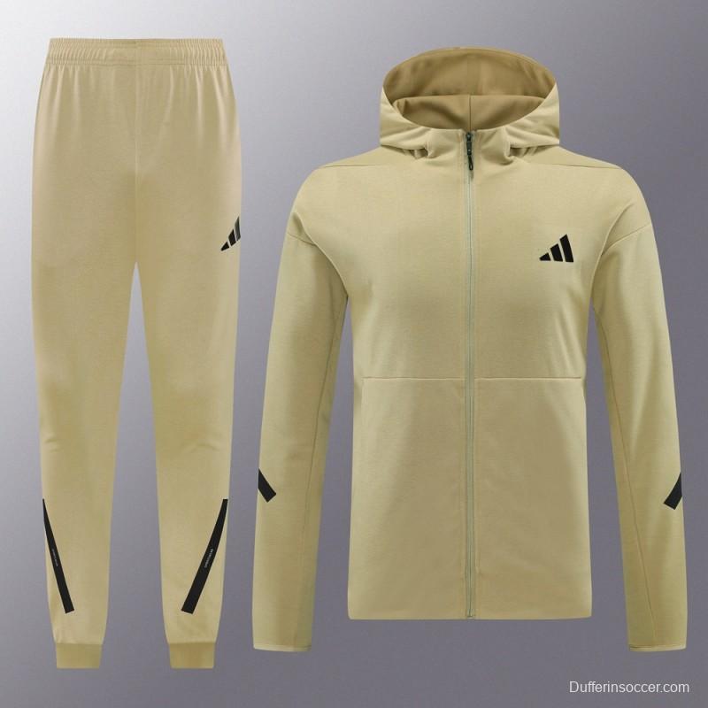 2024 Adidas Yellow Hoodie Full Zipper Jacket +Long Pants