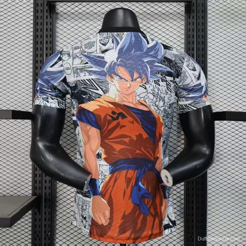 Player Version 2025 Japan White with Dragon Ball Goku Graphic Jersey