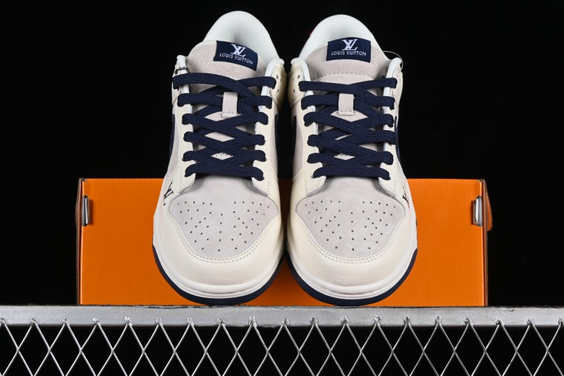 Nike SB Dunk Low LV Collaboration - Suede Navy Blue Anniversary High-End Custom Low-Top Casual Skate Shoes - FC1688-134
