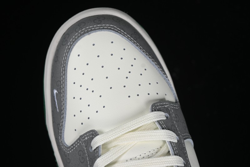 Nike SB Dunk Low Gucci Collaboration - Double G Grey Green Swoosh Anniversary Custom Low-Top Casual Skate Shoes - SF1588-134