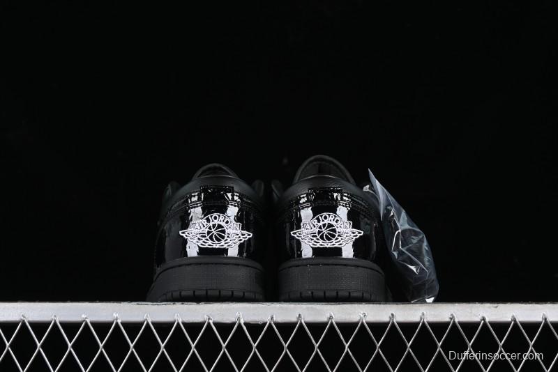 Nike Air Jordan 1 Low "Black Croc" Casual Sneakers with Crocodile-Embossed Leather - HJ7743-010