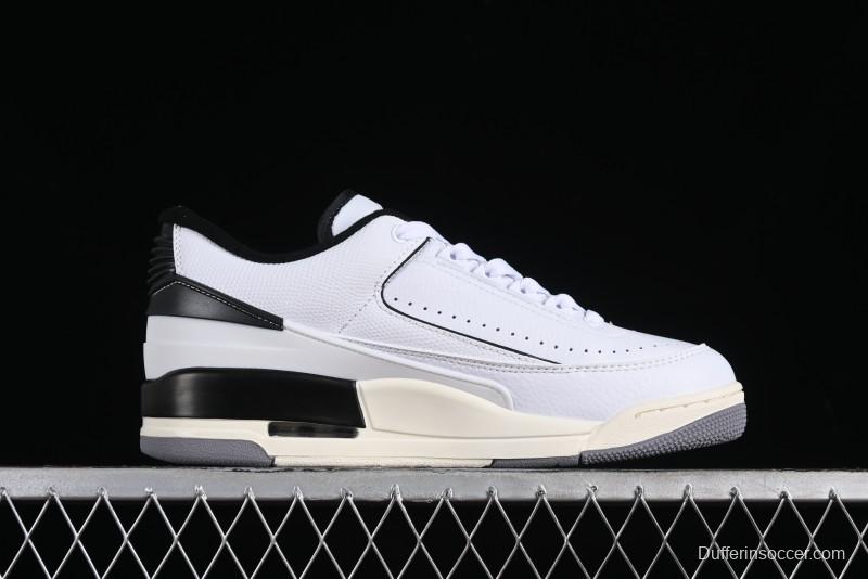 Nike Air Jordan 2/3 Retro Low Top Basketball Shoes in White/Black/Sail/Cement Grey - FD0383-100