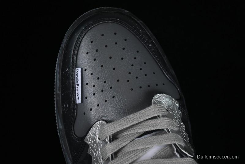 Nike Air Jordan 1 Low AJ1 Panda Prank Modern Gray Silver Black Low-top Casual Sneakers - 553560-053