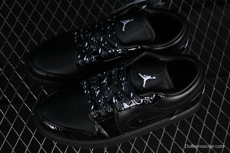 Nike Air Jordan 1 Low "Black Croc" Casual Sneakers with Crocodile-Embossed Leather - HJ7743-010