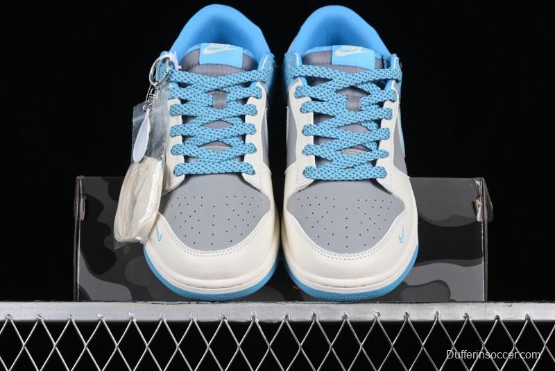 Nike SB Dunk Low BAPE Collaboration - Beige Grey Indigo Anniversary Premium Custom Low-Top Casual Skate Shoes - BB8969-002