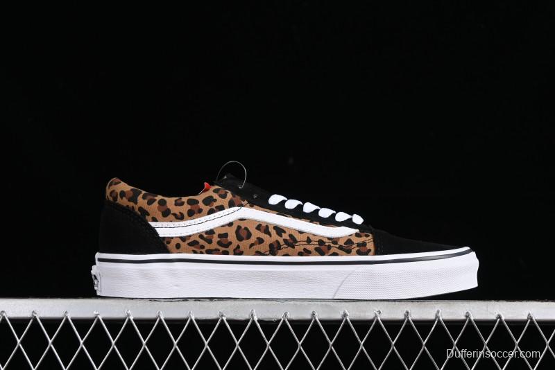 Vans Old Skool Classic Retro Low-Top Canvas Sneakers with Leopard Print and Slip-Resistant Sole - VN000CR5CJK