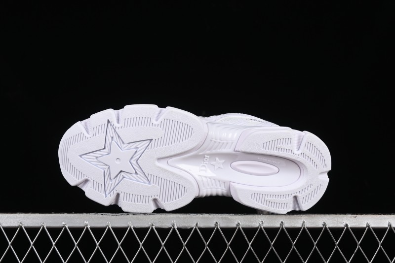 Dior Chrono Round Toe Lace-Up Lifestyle Casual Running Shoes - 10W WHITE