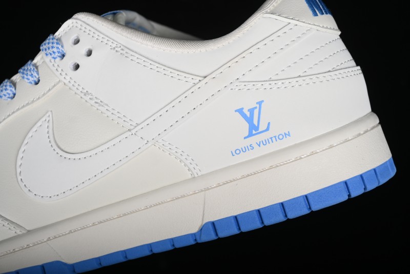 Nike SB Dunk Low LV Collaboration - Beige Navy Anniversary High-End Custom Low-Top Casual Skate Shoes - XX2025-322