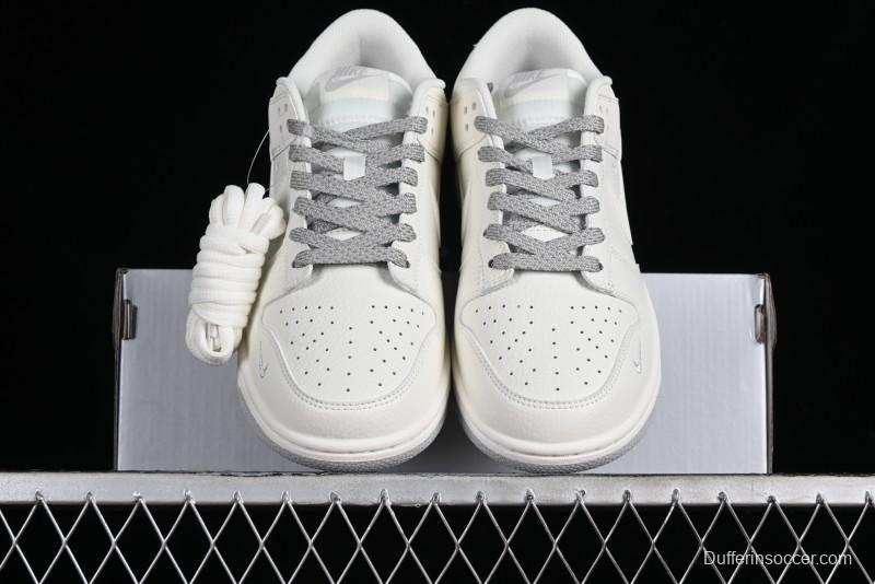 Nike SB Dunk Low Collaboration Three Swooshes Beige Black Low-Top Casual Skateboarding Shoes - NK5639-325
