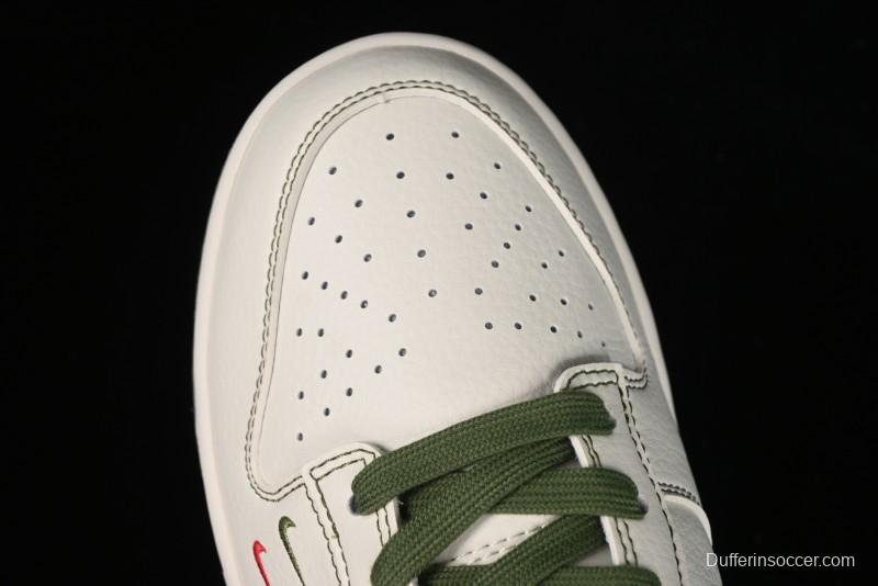 Nike SB Dunk Low Supreme Collaboration - Military Green Double Swoosh Anniversary Custom Low-Top Casual Sneakers - XX2025-319