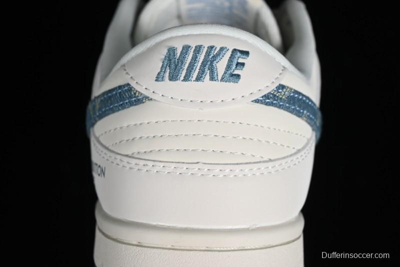 Nike SB Dunk Low LV Collaboration - Light Blue Denim Anniversary High-End Custom Low-Top Casual Skate Shoes - XP3802-336