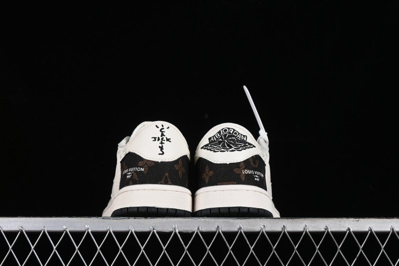 Nike Travis Scott x Fragment Design x Air Jordan 1 Low OG SP AJ1 LV Classic Black Gold Low-top Casual Sneakers - SJ2068-103