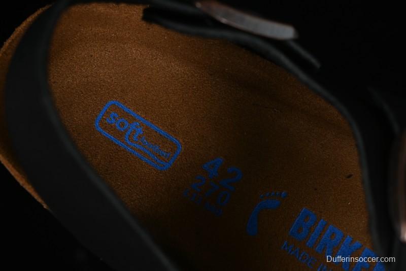 Birkenstock Birkenstock Sandals Series Black Leather with Soft Cushioning Cork Midsole - T.D4