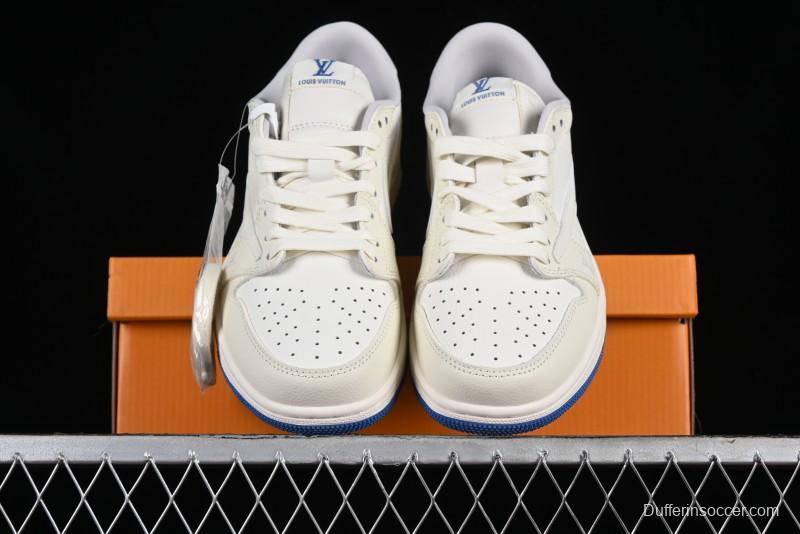 Nike Travis Scott x Fragment Design x Air Jordan 1 Low OG SP AJ1 LV Collaboration Light Blue Low-Top Casual Sneakers - LJ5188-007