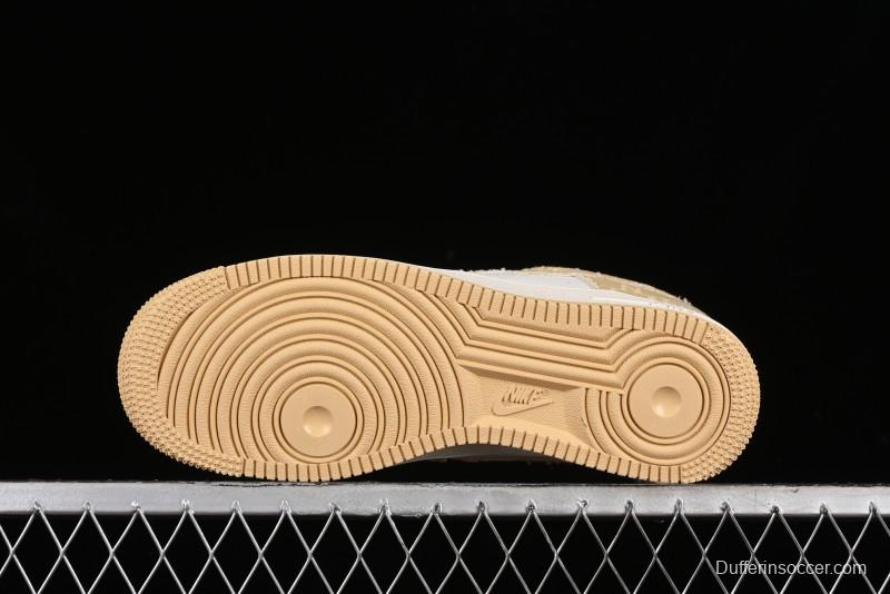Nike Air Force 1 '07 Low LV Collaboration - Khaki Double Swoosh Low-Top Casual Sneakers - HD1968-027