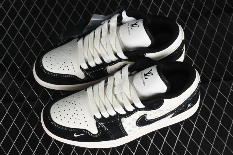 Nike Air Jordan 1 Low LV Collaboration - Black Warrior Custom High-End Basketball Shoes - SJ9950-007
