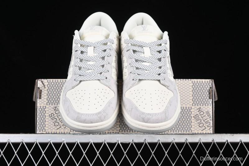 Nike SB Dunk Low LV Collaboration - Beige Denim Anniversary High-End Custom Low-Top Casual Skate Shoes - JH8310-947