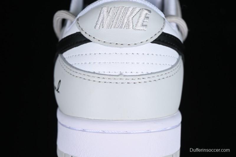 Nike Dunk Low Leather Letter High Street Deconstructed Black Grey SB Strap Low Top Casual Sneakers - DV0831-101