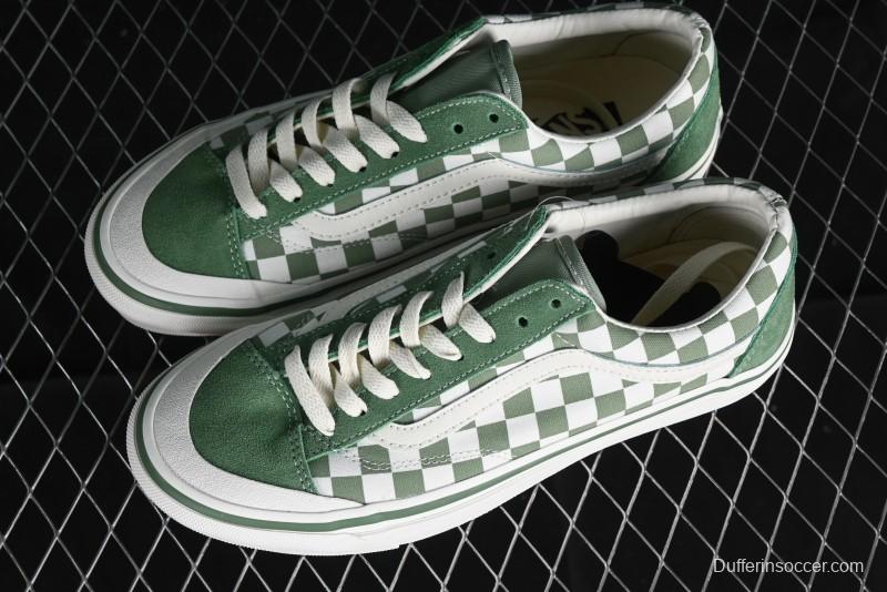 Vans Old Skool Reissue 136 Checkerboard Green Retro Canvas Shoes - VN000MT6V0N