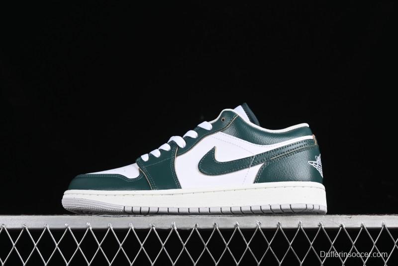 Nike Air Jordan 1 Low Retro Casual Sneakers in White Green - FQ7687-300