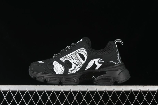 Dior Chrono Round Toe Lace-Up Lifestyle Casual Running Sneakers - 6865 BLACK WHITE