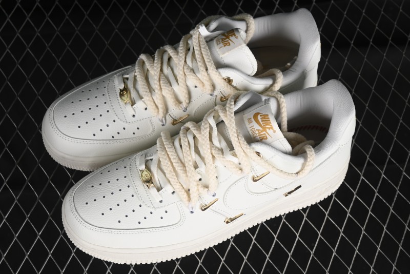 Nike Air Force 1 '07 Low Beige Deconstructed Swoosh Casual Sneakers - FX3654-111