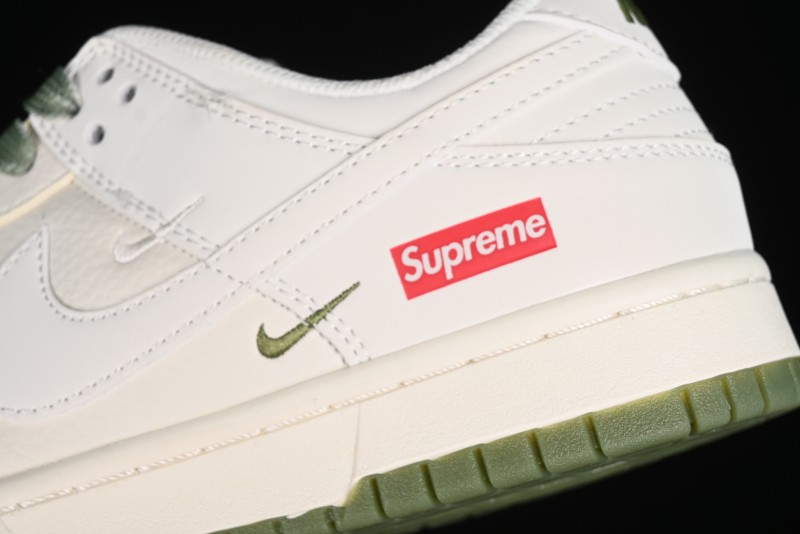 Nike SB Dunk Low Supreme Collaboration - Beige Green Two-Tone Anniversary High-End Custom Low-Top Casual Skate Shoes - BB8675-109