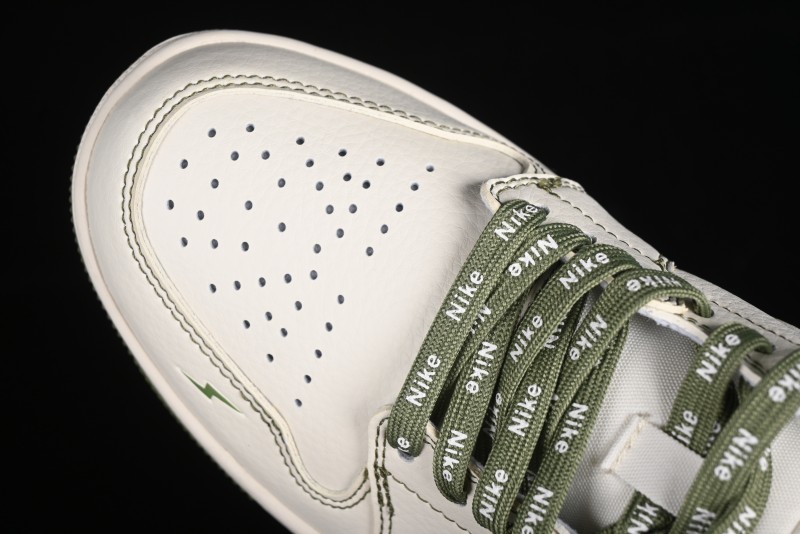 Nike Air Jordan 1 Low Retro Basketball Shoes in Off-White Olive Green - CF3688-019