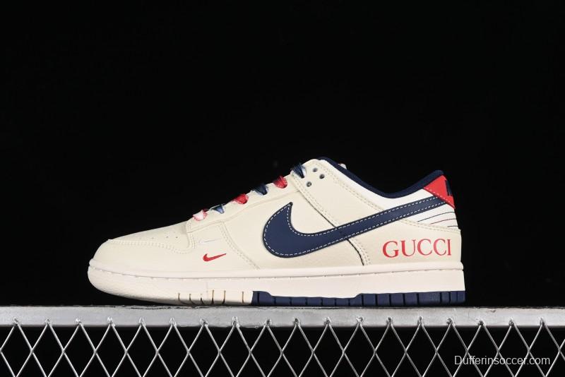 Nike SB Dunk Low Gucci Collaboration - Beige Blue Patchwork Anniversary High-End Custom Low-Top Casual Sneakers - XY1688-003