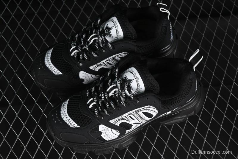 Dior Chrono Round Toe Lace-Up Lifestyle Casual Running Sneakers - 6865 BLACK WHITE