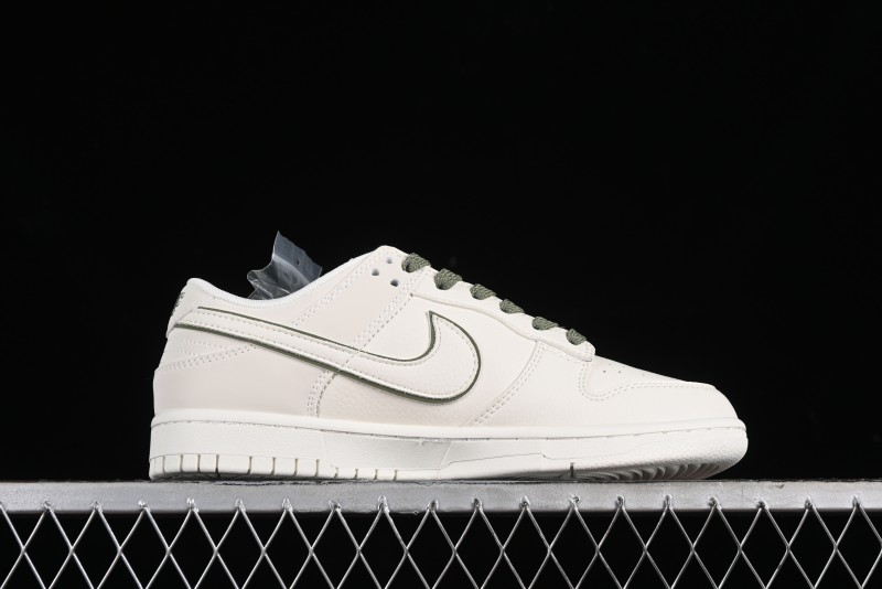 Nike SB Dunk Low Supreme Collaboration - Off-White Green Check Anniversary Customized Low-Top Casual Skate Shoes - DQ1098-391