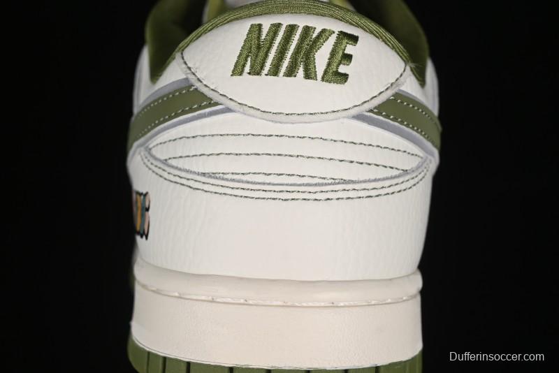 Nike SB Dunk Low Gucci Collaboration - Subtle Pattern Beige Green Swoosh Anniversary Custom Low-Top Casual Sneakers - KK1888-006