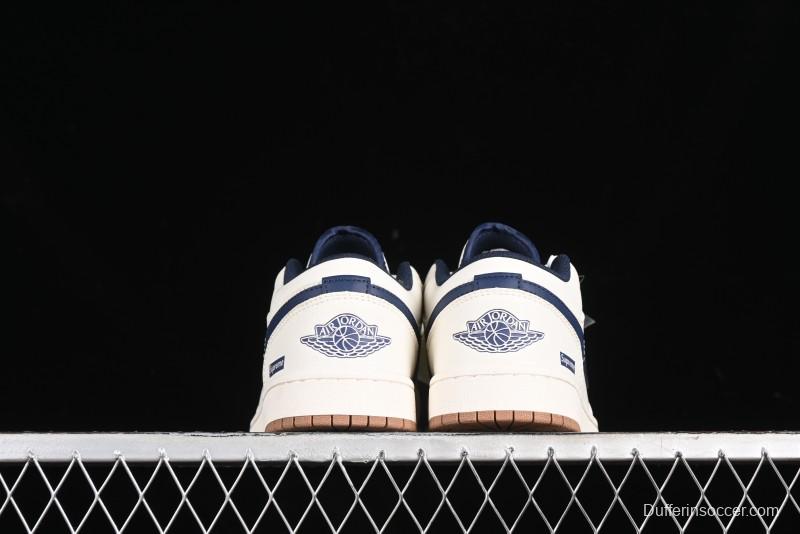 Nike Air Jordan 1 Low Supreme Collaboration Retro Basketball Shoes - WG8850-011