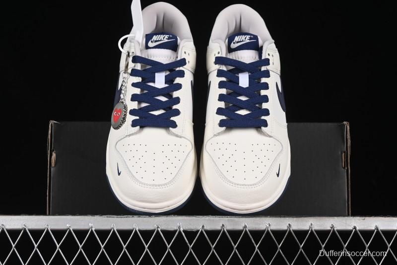 Nike SB Dunk Low Comme des Garcons Collaboration - Off-White Blue Swoosh Anniversary Custom Low-Top Casual Sneakers - KK1888-008