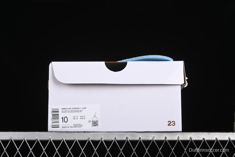 Nike Air Jordan 1 Low Casual Sneakers in White-Grey - FQ7687-300