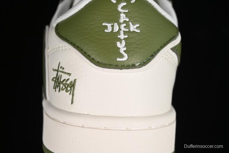 Nike Travis Scott x Fragment Design x Air Jordan 1 Low OG SP AJ1 Retro Sneakers in Sail Military Green - DM6688-602