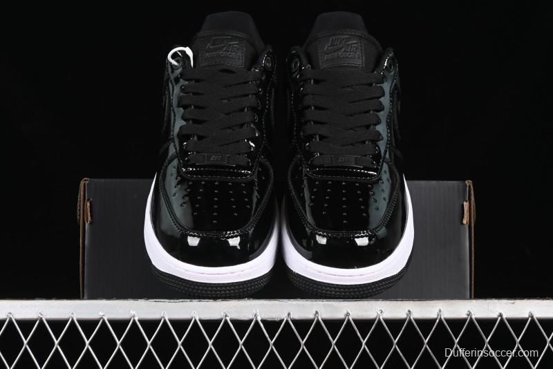 Nike Air Force 1 '07 Low Patent Leather All Black Casual Sneakers - AH6827-001